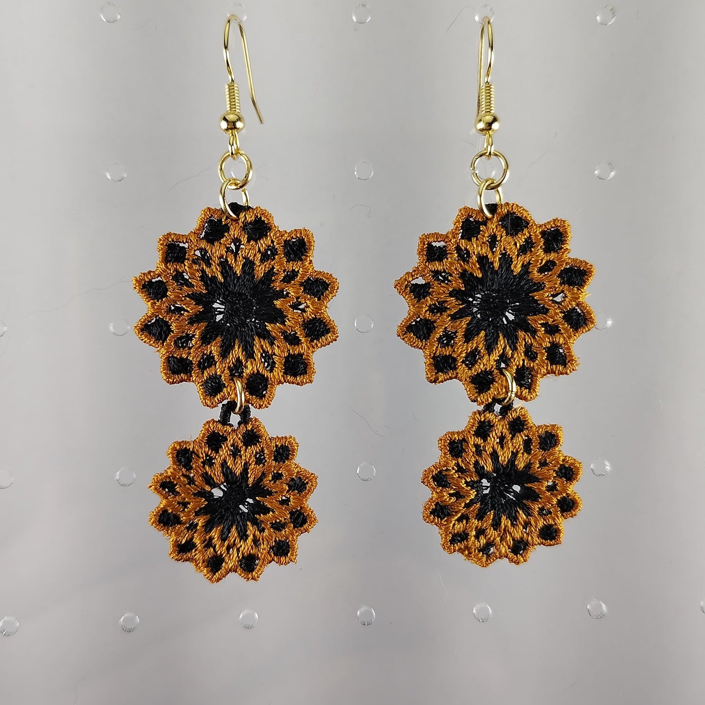 Black and Gold Mandala Earrings