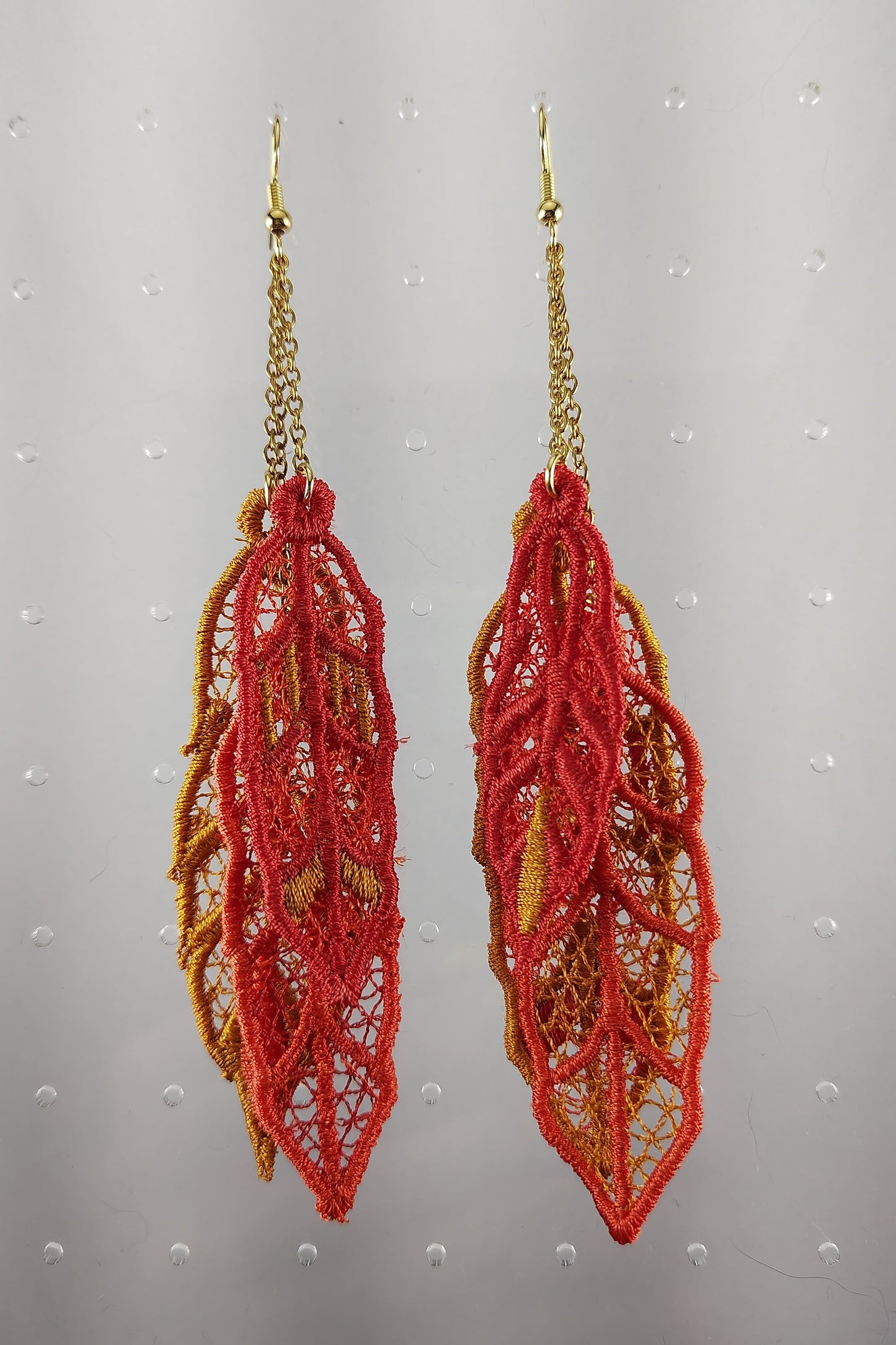 Sunset Asymmetrical Feather Earrings