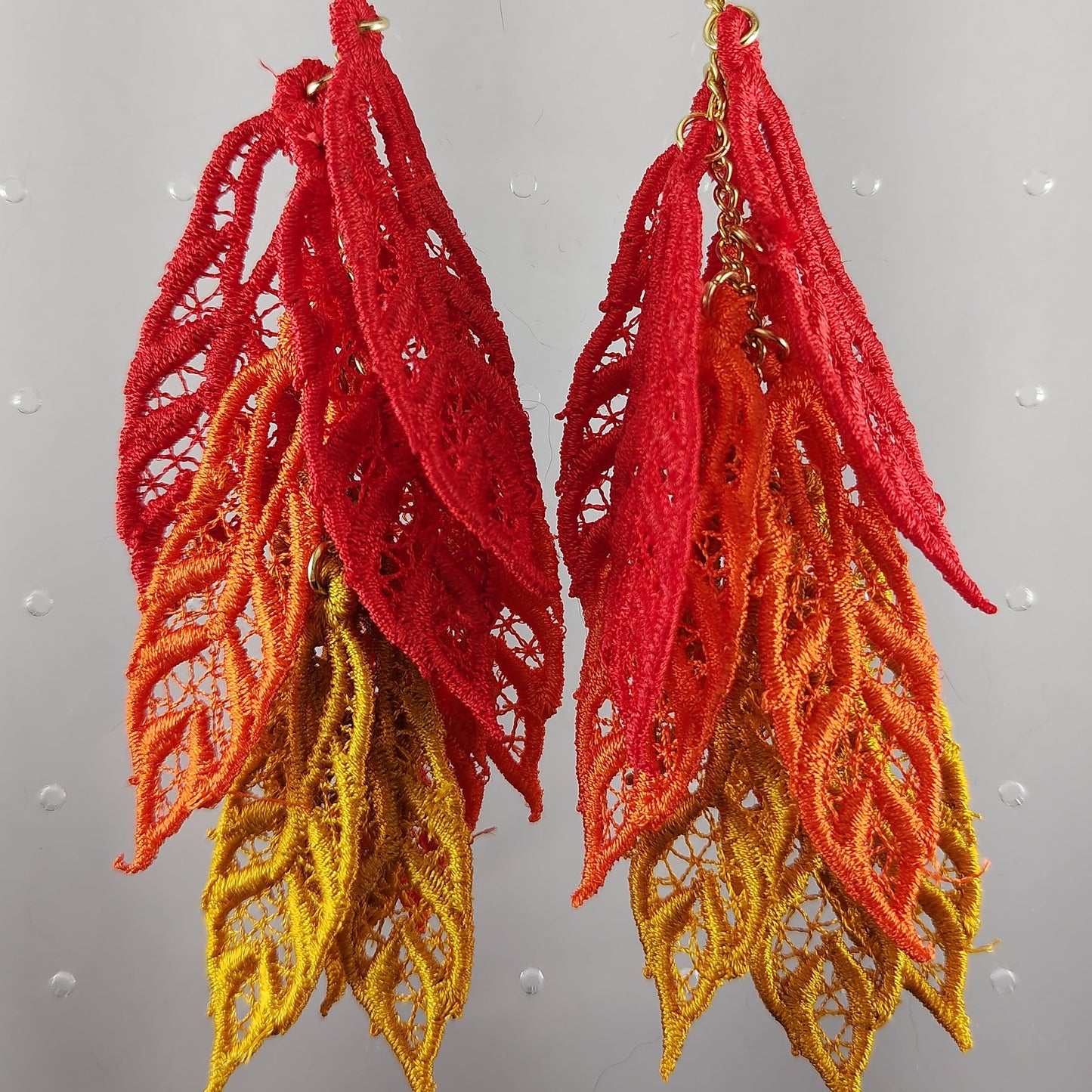 Flame Ombre Three Tier Shag Feather Earrings