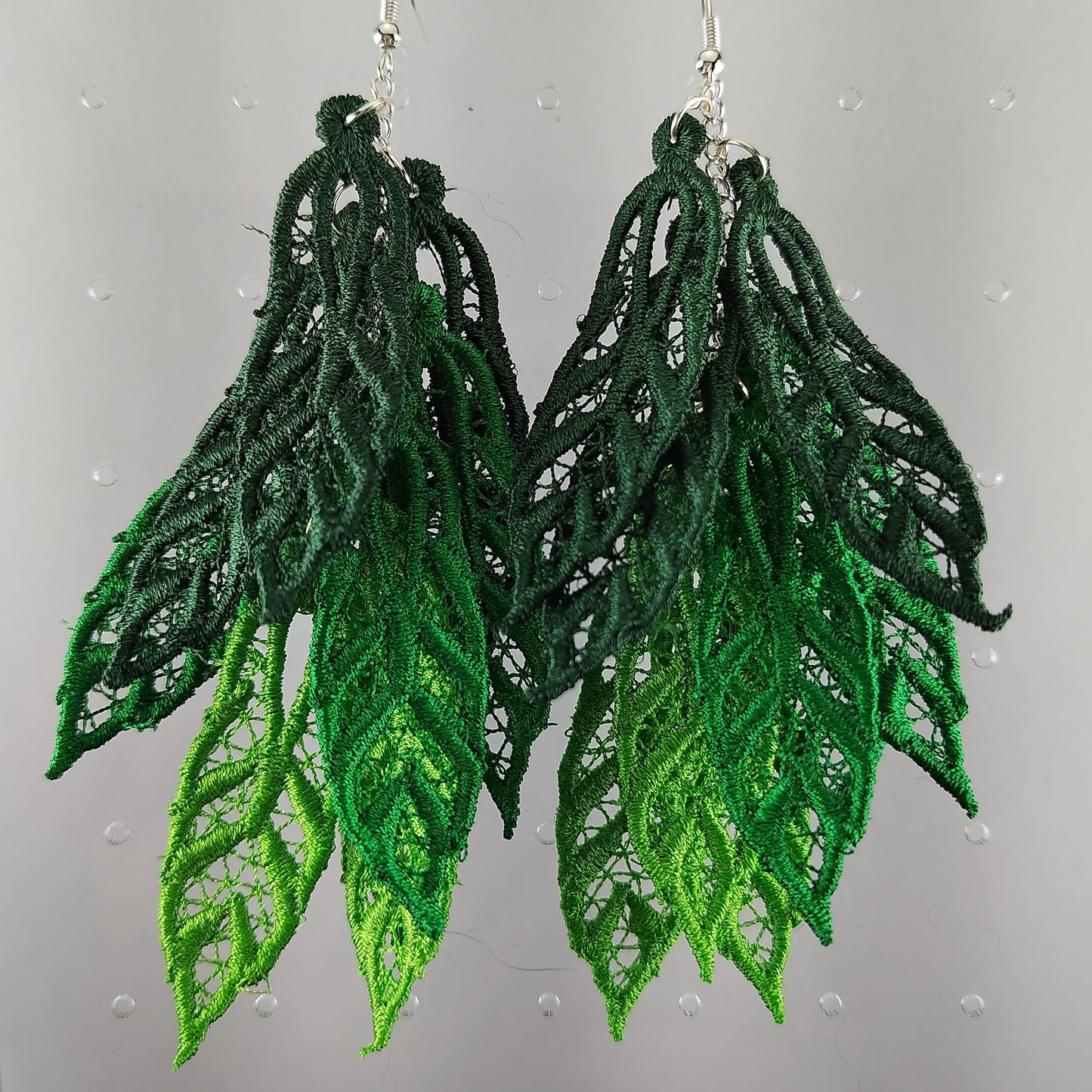 Green Ombre Three Tier Feather Shag Earrings