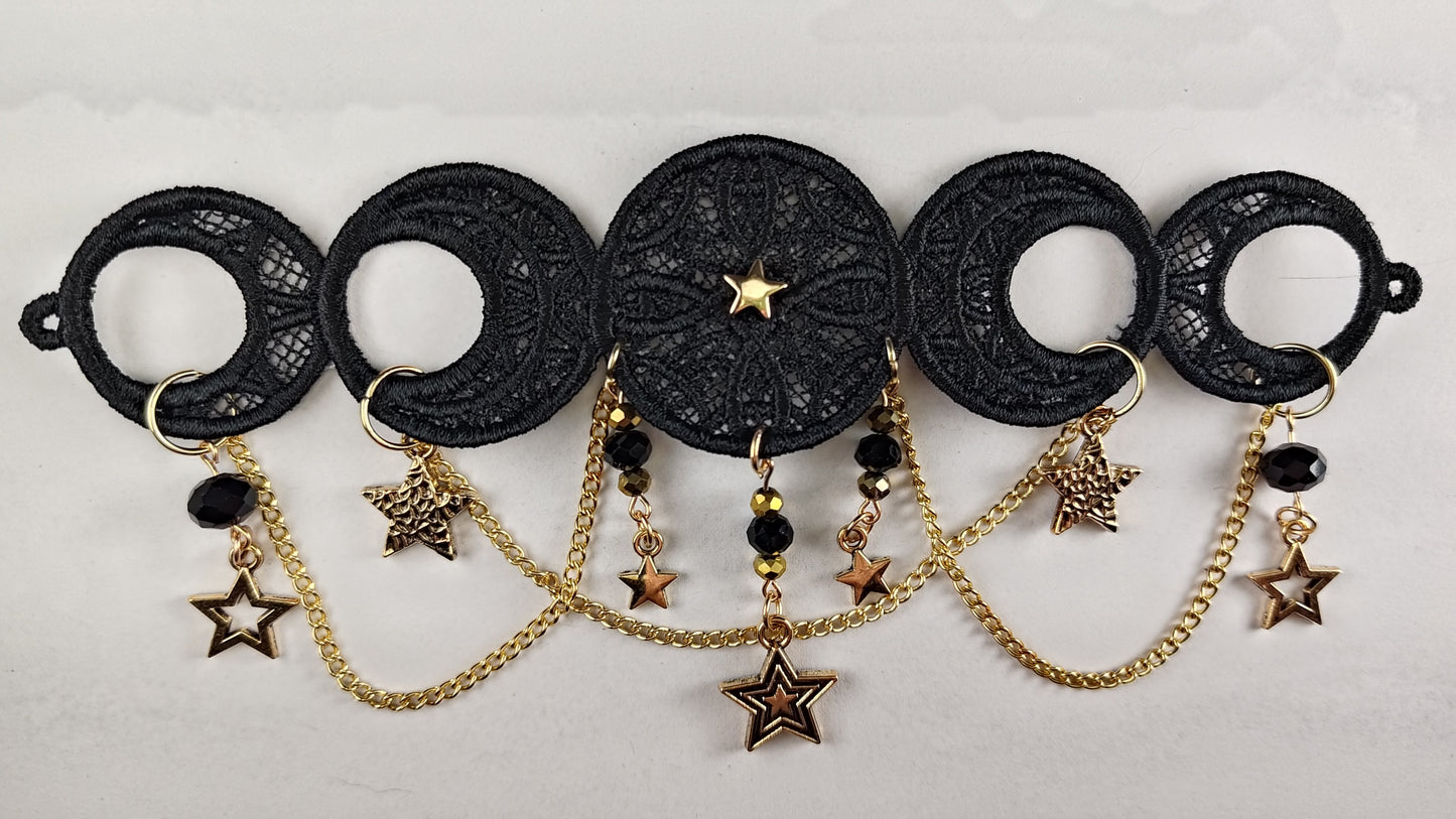 -Choker- Black and Gold Chandelier Necklace