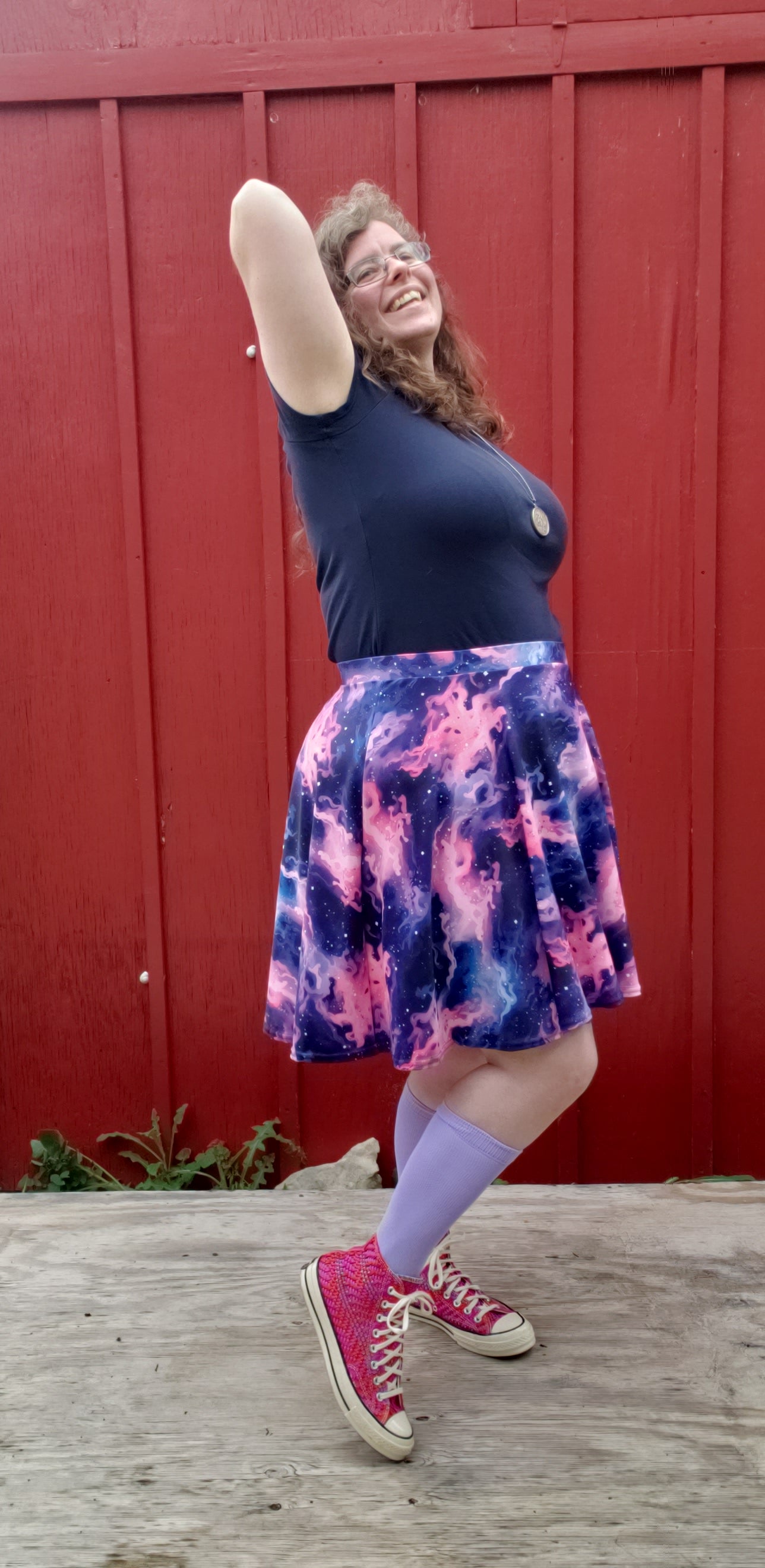 Pink and Blue Space Skater Skirt