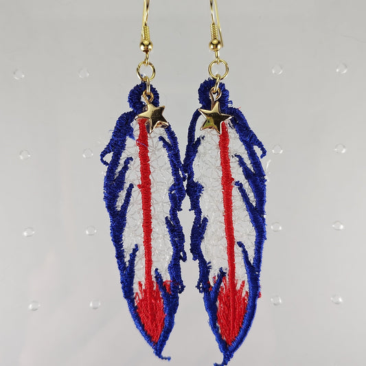 Patriotic Feather Earrings