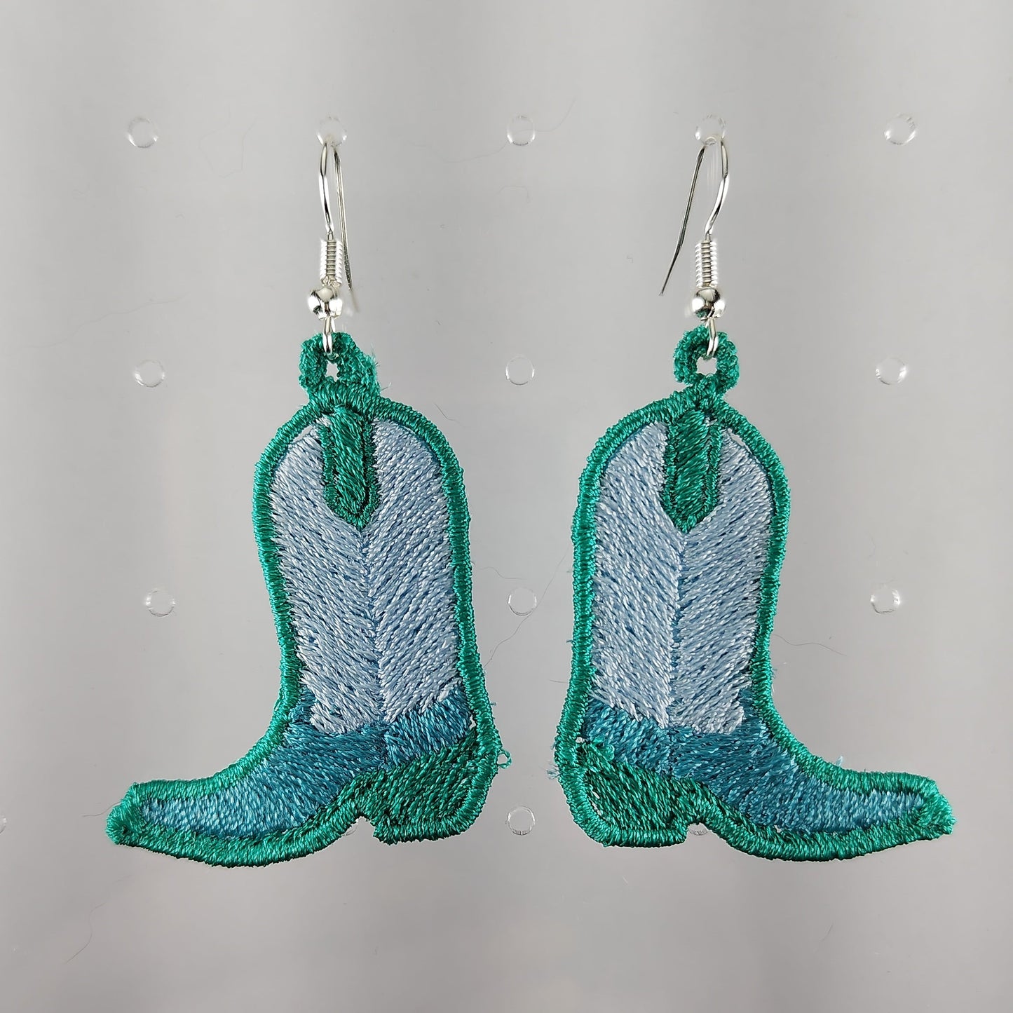 Teal Cowgirl Boot Earrings