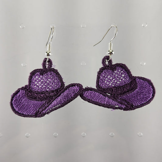 Purple Cowgirl Hat Earrings