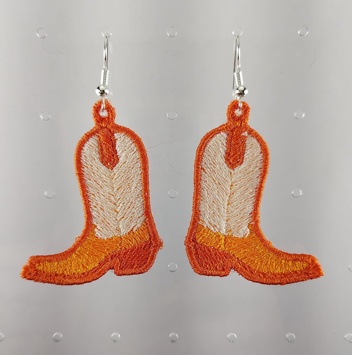 Orange Cowgirl Boot Earrings