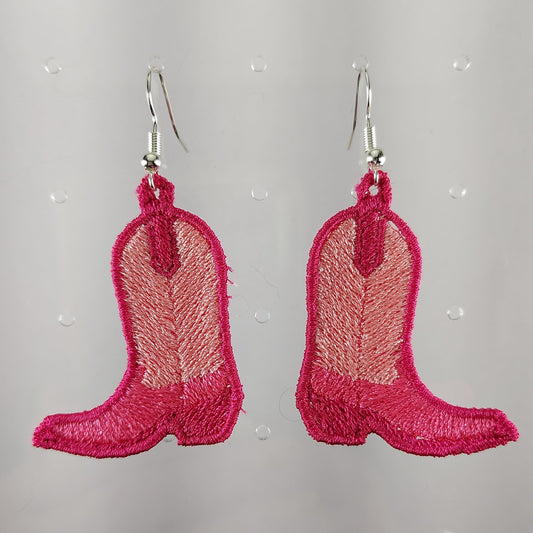 Pink Cowgirl Boot Earrings