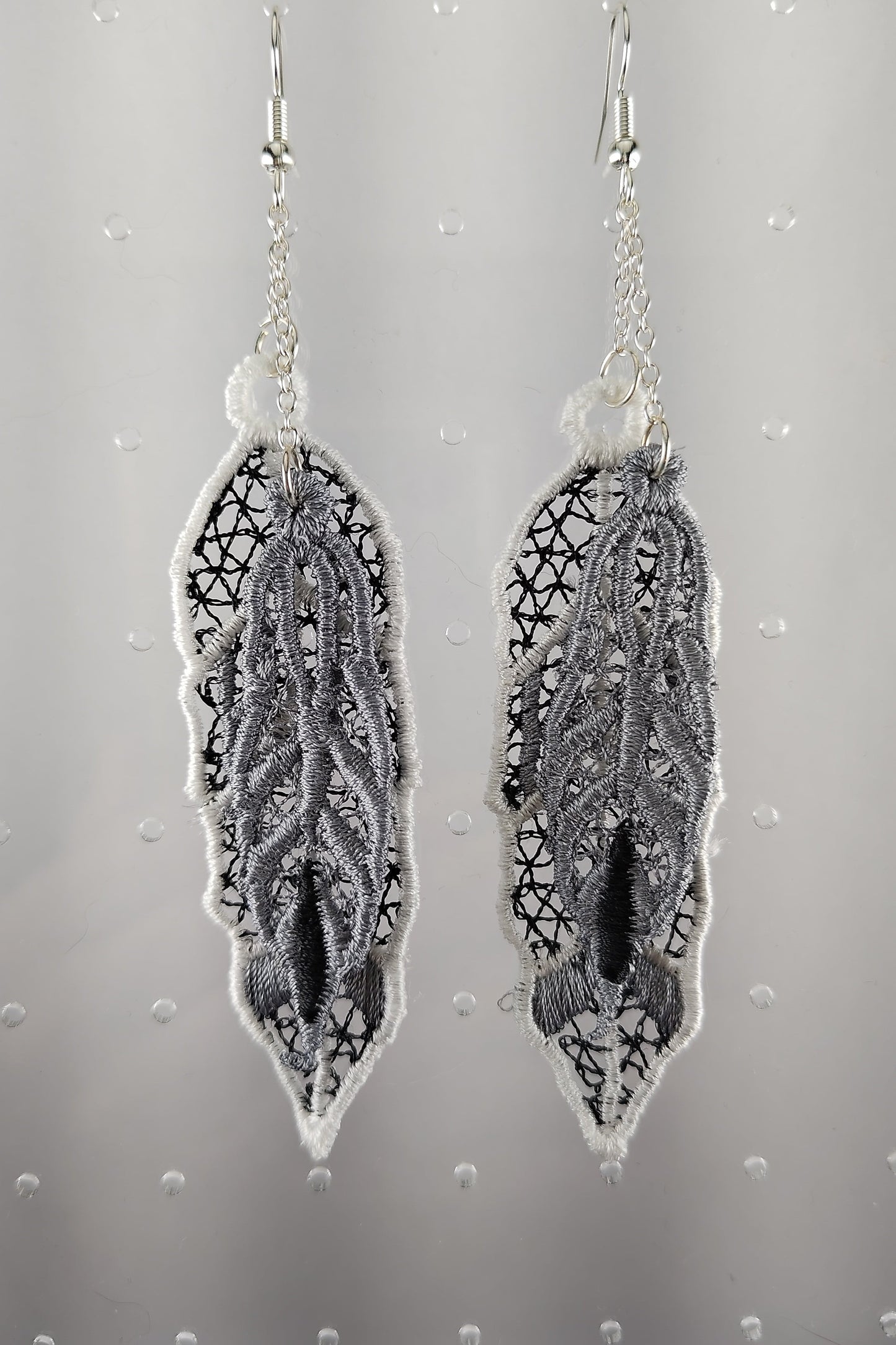 Monochrome Dangle Feather Earrings