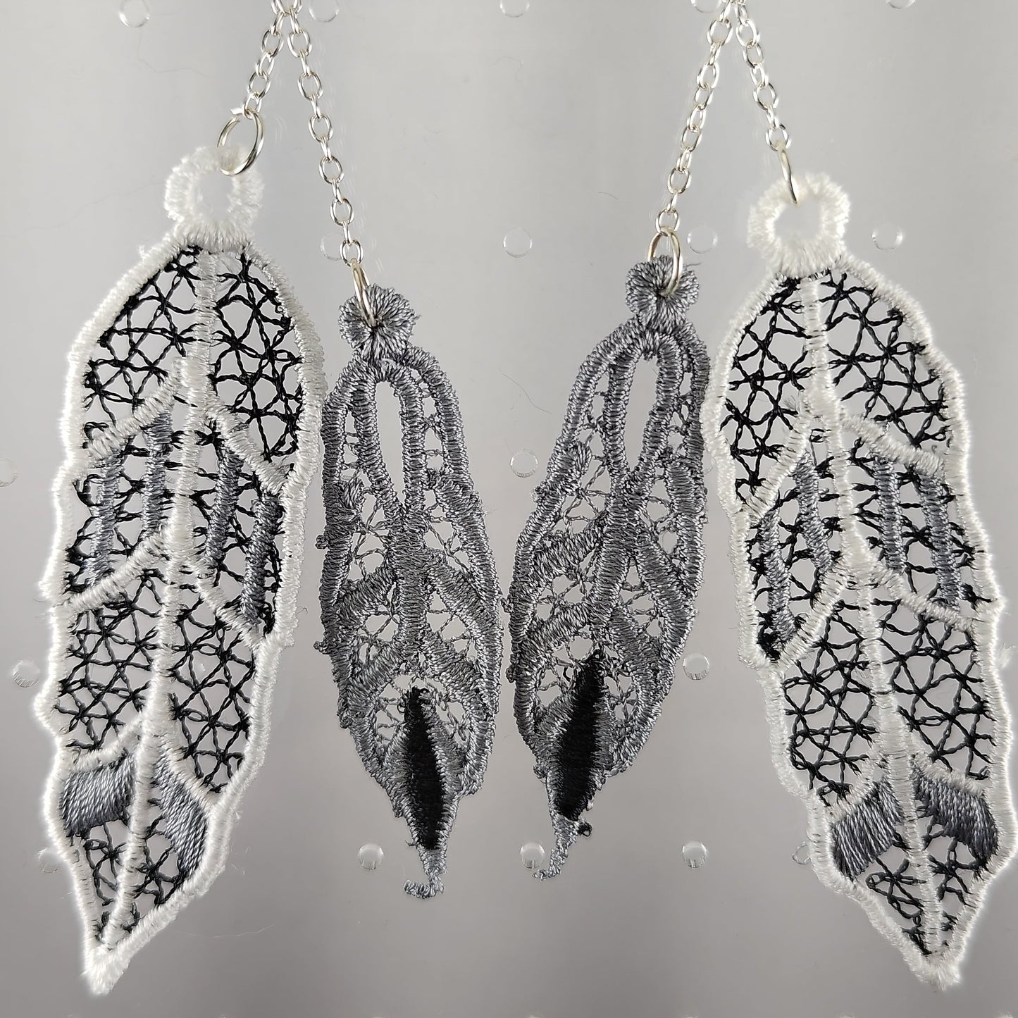 Monochrome Dangle Feather Earrings