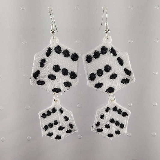White Dice Earrings