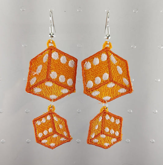 Orange Dice Earrings