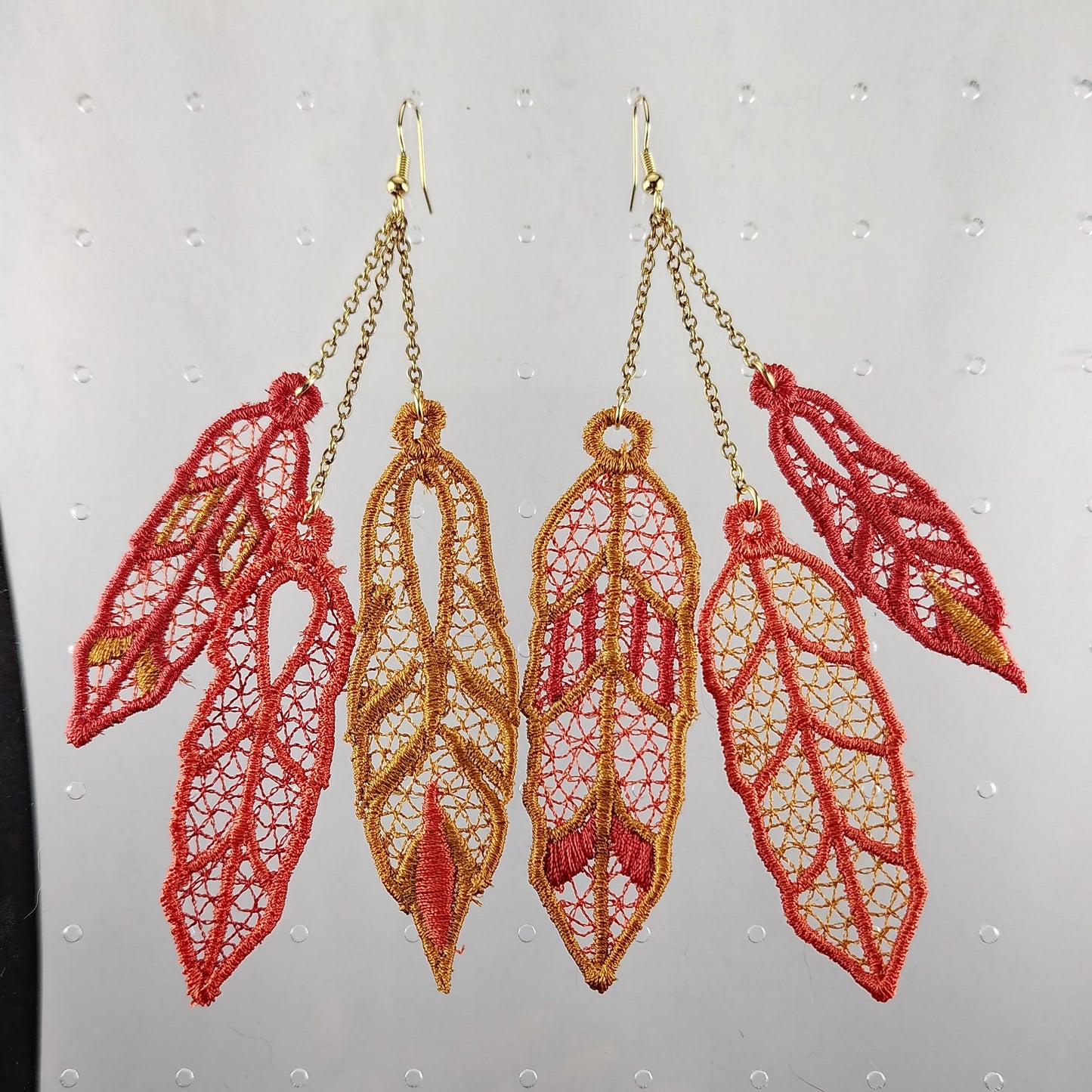Sunset Asymmetrical Feather Earrings