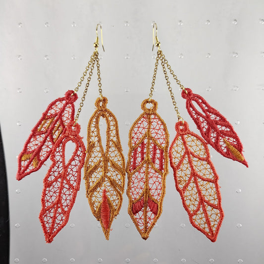 Sunset Asymmetrical Feather Earrings
