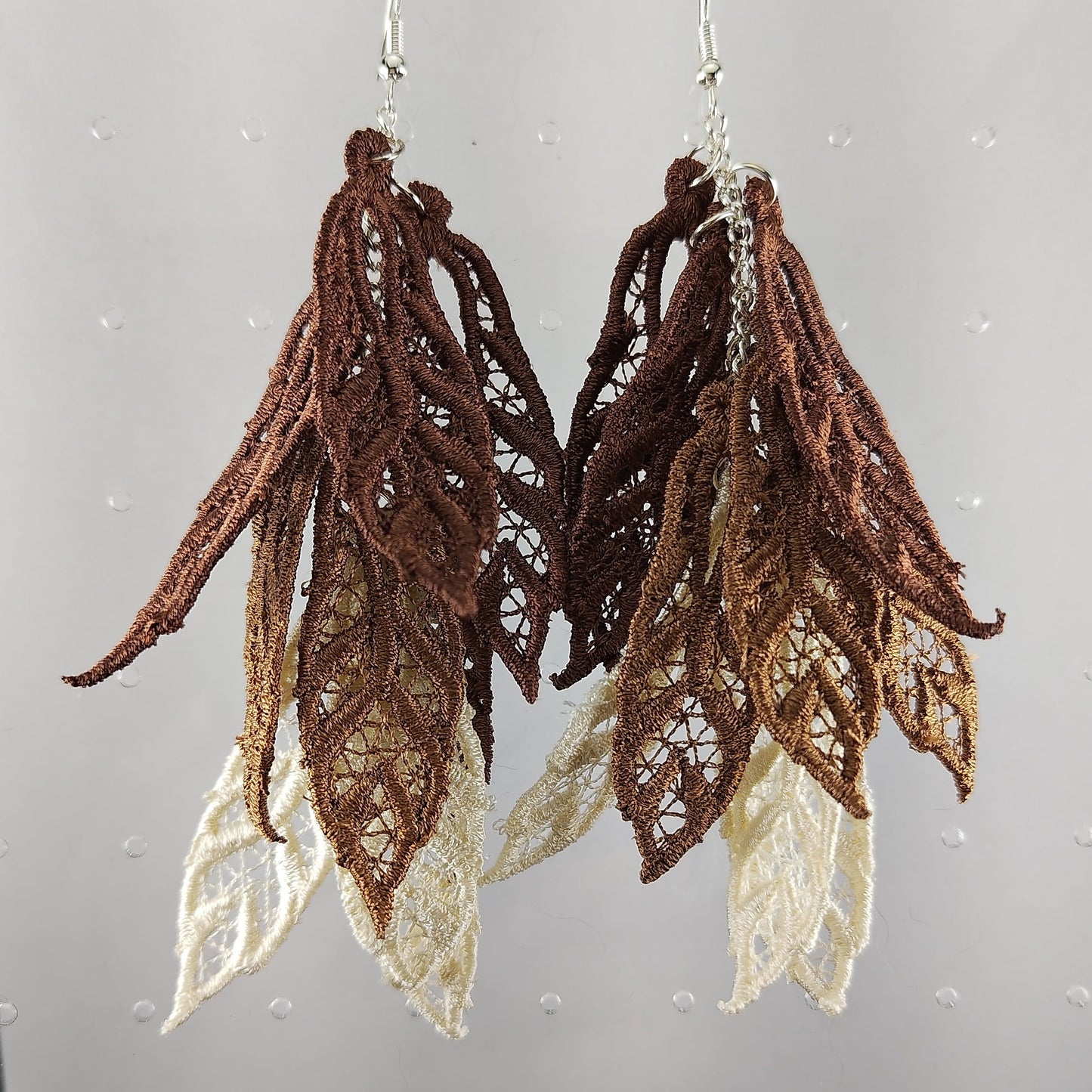 Brown Ombre Three Tier Shag Feather Earrings