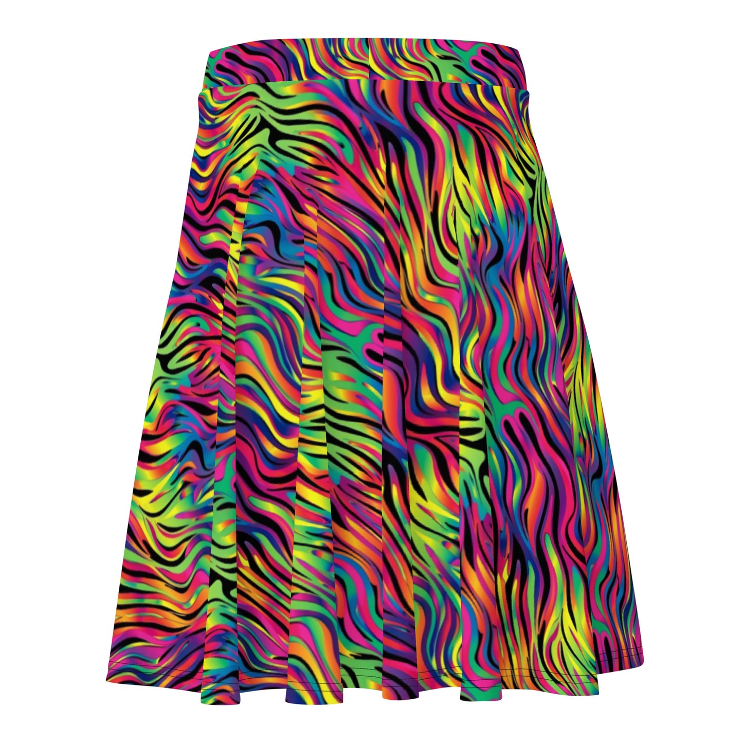 Neon Zebra Lisa Frank Style Skater Skirt