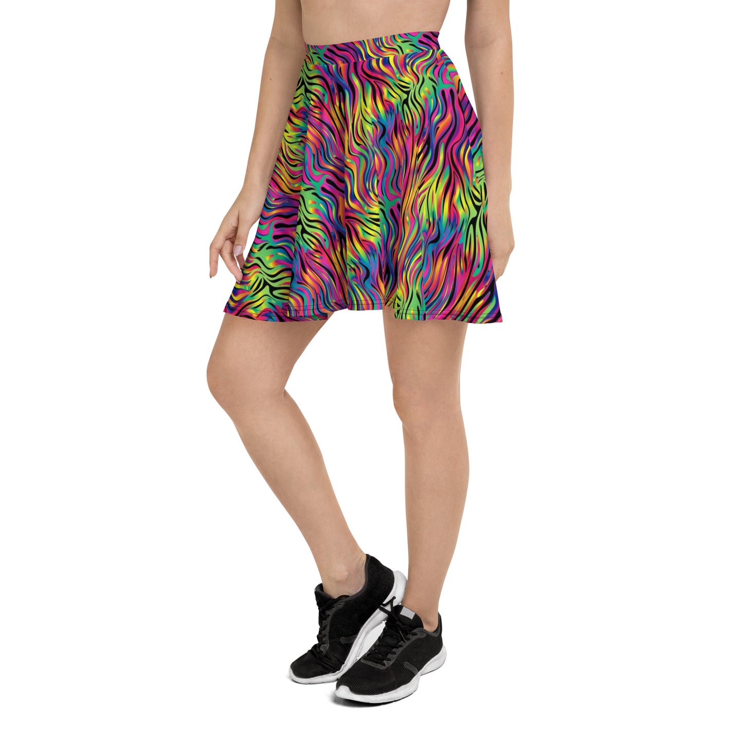 Neon Zebra Lisa Frank Style Skater Skirt