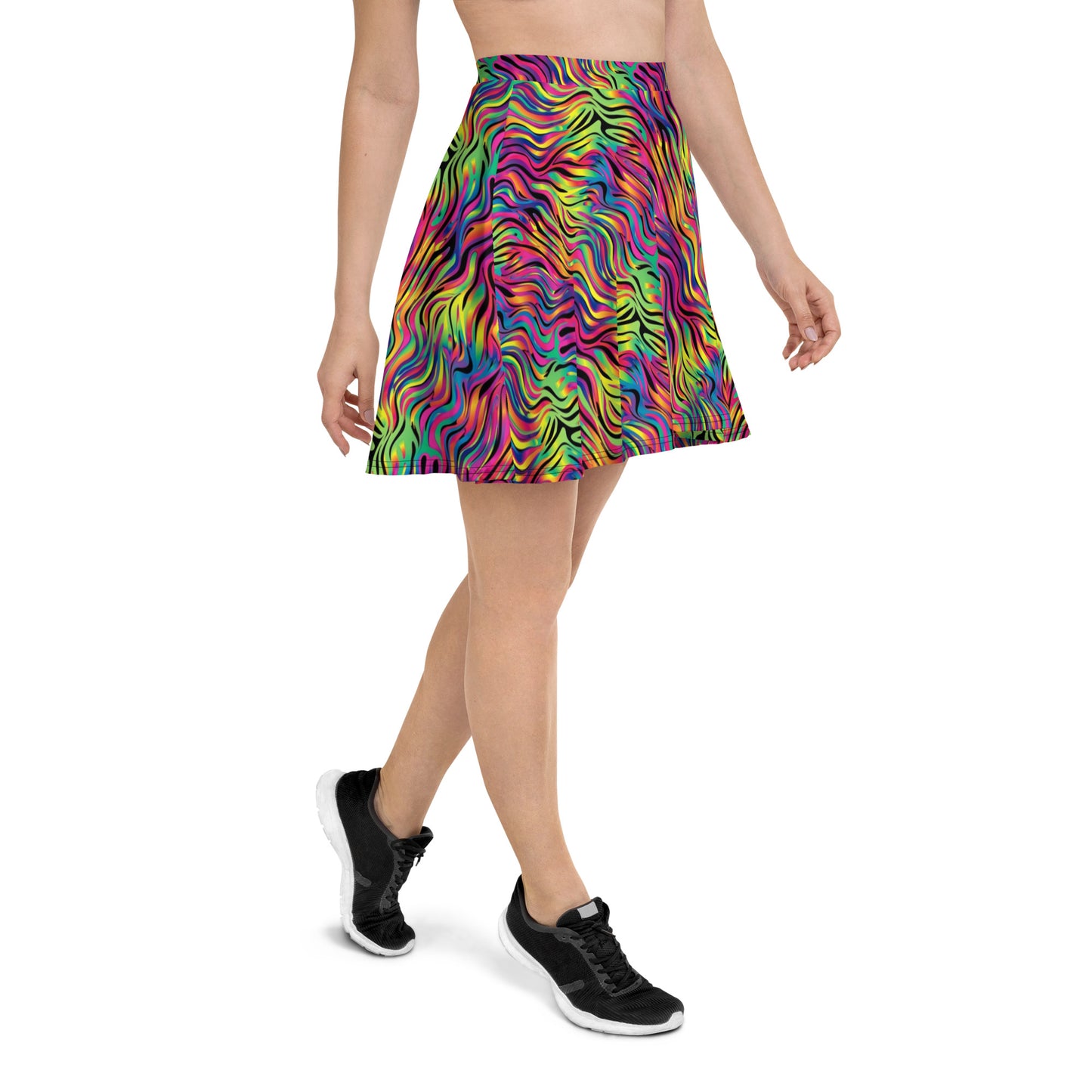 Neon Zebra Lisa Frank Style Skater Skirt