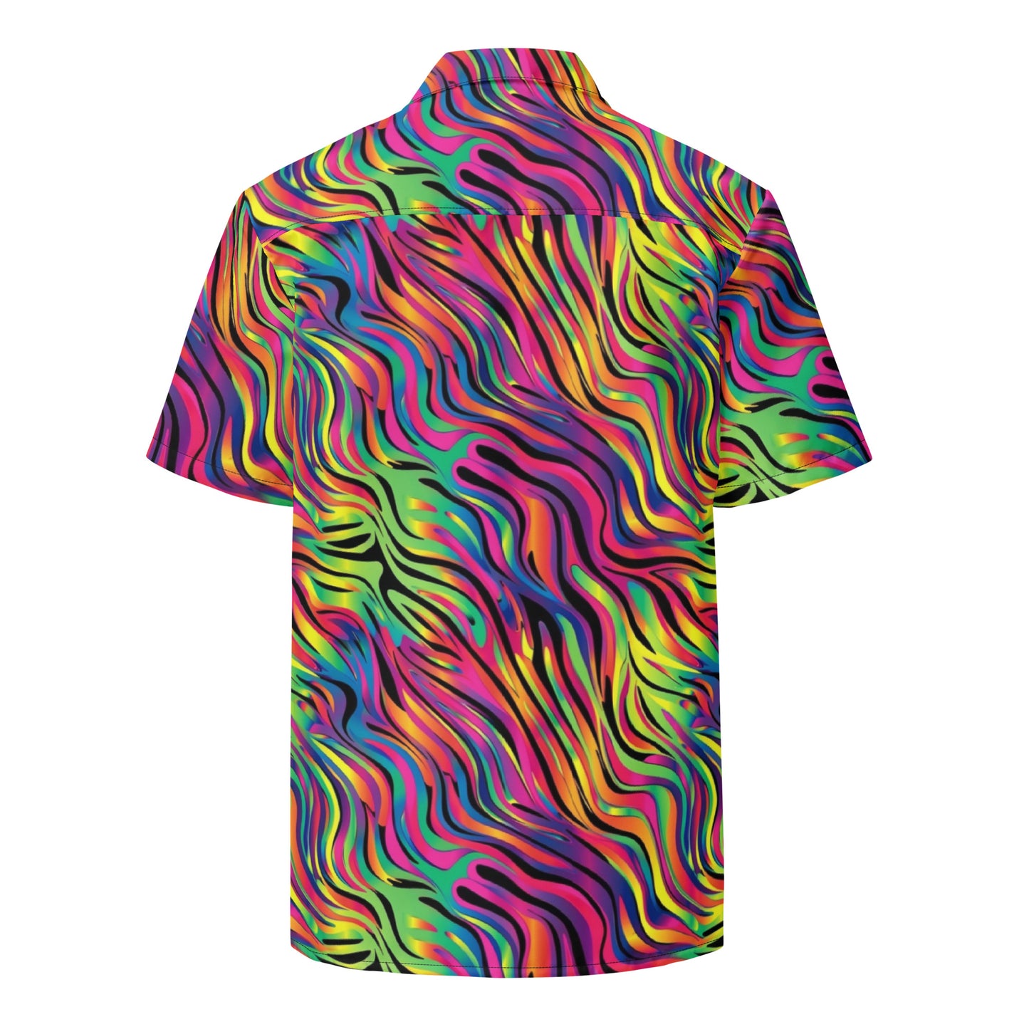 Neon Zebra Lisa Frank Style Unisex Button Shirt