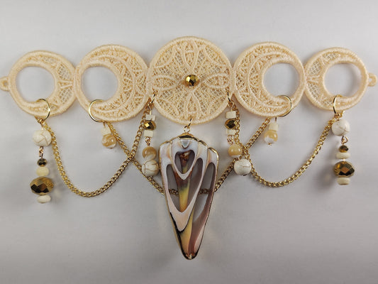 -Choker- Beige and Gold Chandelier Necklace